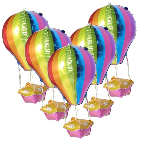 CIYODO 5 Stück Heißluftballon dekorative Luftballons Dekoration Rose Alles zum Geburtstag Ballon Pastell Rosa hochzeitsdeko Partyballons Luftballons zum Thema Weltraum Aluminiumfolie von CIYODO
