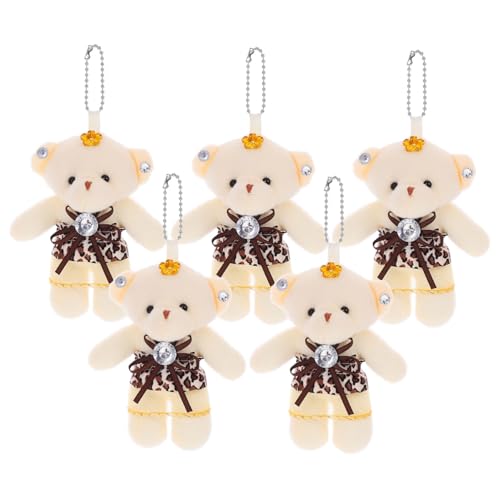 CIYODO 5 Stück Hochzeitsbär- Bärenanhänger Mini-kuschelbär Geburtstags-minibär Valentinstag-mini-bär- Kleine Bären Aufhängen DIY Bärendekor Stoff Dunkelbraun von CIYODO