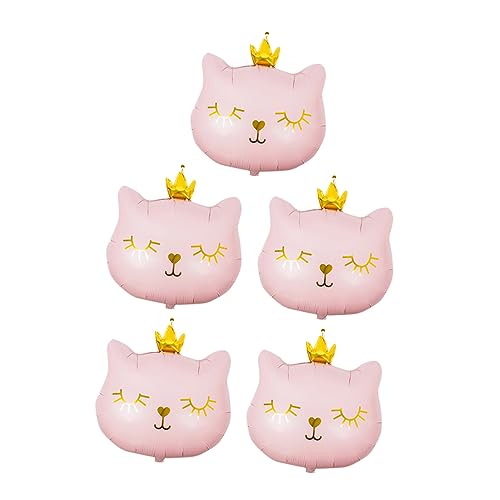 CIYODO 5 Stück Kronkatze Ballon Katzenballon Pfote Schwarz und Luftballons Katze Hallo hochzeitsdeko Kätzchen Ballon Dekorationen für Katzenmottopartys Aluminiumfolie Rosa von CIYODO