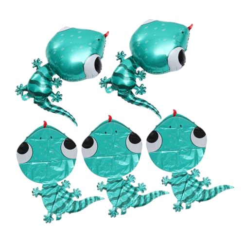 CIYODO 5 Stück Teiliges Gecko Folienballon Kreative Tierform Aluminiumfolie Luftballons Dekorative Party Deko für Kindergeburtstag Garten und Shower Lebendige Geprägte Ballons von CIYODO