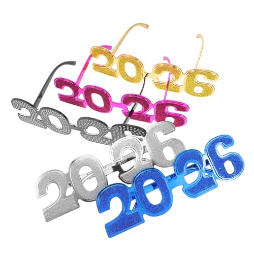 CIYODO 5 Stück Teiliges Partybrillen mit Glitzerzahlen Stabile Pc-brille für Silvester Abschlussfeier und Neujahrsfoto Leicht Retro-stylisch als Geschenk und Partyzubehör CIYODO 5 Stück Teiliges Partybrillen mit Glitzerzahlen Stabile Pc-brille für Silvester Abschlussfeier und Neujahrsfoto Leicht Retro-stylisch als Geschenk und Partyzubehör von CIYODO