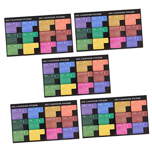 CIYODO 5 Stück Teiliges Planer Haftnotizen Fluoreszierende Monatsindex aufkleber Wasserfeste Notizblock Indexsticker Starke Haftung für Kalender Tagebuch Büro und Studium von CIYODO