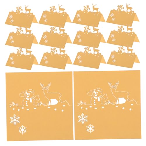 CIYODO 50 Stück Teiliges Weihnachts Tischkarten mit Filigranem Rentier und Schneemann Design Beschreibbare Papierplatzkarten für Festliche Sitzordnung bei Großen Weihnachtsfeiern und von CIYODO