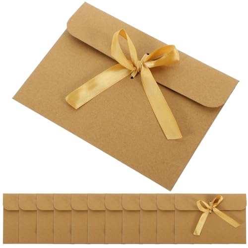 CIYODO 50 Stück Vintage Briefumschläge aus Kraftpapier mit Leerer Oberfläche Multifunktionale Briefumschlag taschen für Grußkarten Dokumente und Aufbewahrung mit Goldfarbenem von CIYODO