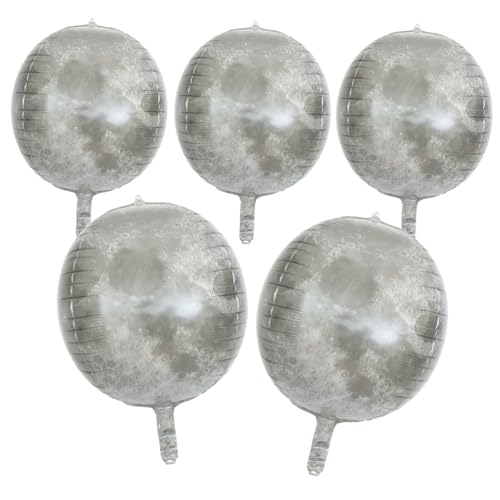 CIYODO 5Stücke Mondmusterballons Aluminiumfolienballons Für Themenpartys Runde Luftballons Zur Dekoration Von Geburtstagsfeiern Und Anlässen von CIYODO