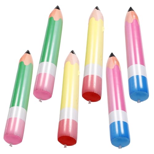 CIYODO 6 Stück Giant Inflatable Pencils Deko für Schulanfang Abschlussfeier Klassenzimmer Lange Leichte Robuste Bleistiftballons zum Aufhängen für Kreative Raumgestaltung von CIYODO