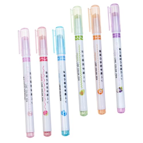 CIYODO 6 Stück Teiliges Bunter Kurven Highlighter mit Verschiedenen Linienformen Langlebige Marker Stifte für Schüler und Erwachsene für Notizen Journale Bastelprojekte und von CIYODO