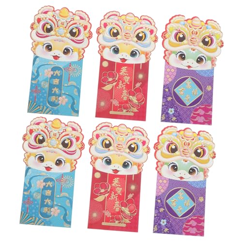 CIYODO 6 Stück Teiliges Chinesische Neujahrsumschläge Jahr der Schlange Rote Geldumschläge Sicherem Verschluss und Leuchtendem Design für Frühlingsfest und Feierlichkeiten von CIYODO