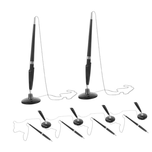 CIYODO 6 Stück Teiliges Executive Kugelschreiber Stabiler Metallkette und Drehbarem Halter Ergonomische Schwarze Unterschriftsstifte für Büro Hotel Bank und Empfangsschalter von CIYODO