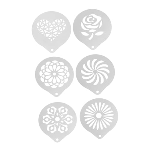 CIYODO 6 Stück Teiliges Kaffee Latte Art Schablonen Vielseitige Milchschaum Spray Vorlagen Leichtes Design für Kaffee und Kuchendekoration Einfach zu Reinigen Präzise Muster für von CIYODO