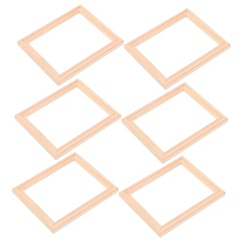 CIYODO 6 Stück Teiliges Miniatur Bilderrahmen aus Holz für Puppenhaus Dekoration Realistische Foto Props für Dollhouse Miniaturwelt DIY Zubehörteile für Kreative Projekte von CIYODO