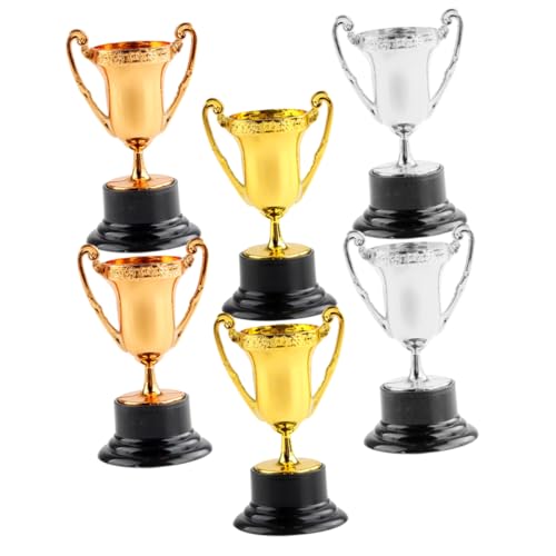 CIYODO 6 Stück Trophäen Preistrophäe Pokaltrophäen Zeremonienpokale Preisform Siegertrophäe Partytrophäe Pokaltrophäe Mini Trophäe Kleiner Pokal Pokal Wiederverwendbar von CIYODO