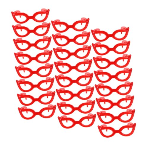 CIYODO 60 Stück Puppenbrillenzubehör Miniatur Gläser Kreative Puppensonnenbrille Stilvolle Brillenrequisiten Modische Brillendekore Puppe Brille Requisiten Plastik Rot von CIYODO