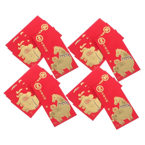 CIYODO 60 Stück Rote Päckchen Zum Jahr Des Pferdes Glücksgeldpakete Traditionelle Chinesische Rote Umschläge Modischer Roter Umschlag Chinesisches Neujahr Hong Bao Mondneujahr von CIYODO