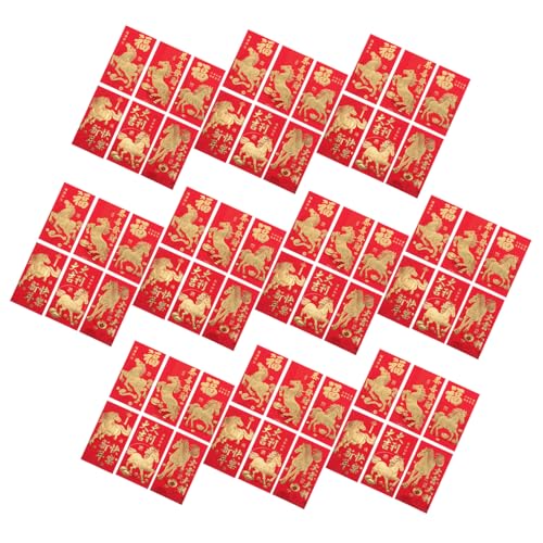 CIYODO 60 Stück Rote Päckchen Zum Jahr Des Pferdes Rote Päckchen Zum Neujahr Geldumschläge Zum Chinesischen Neujahr Glücksgeldpakete Zum Frühlingsfest von CIYODO