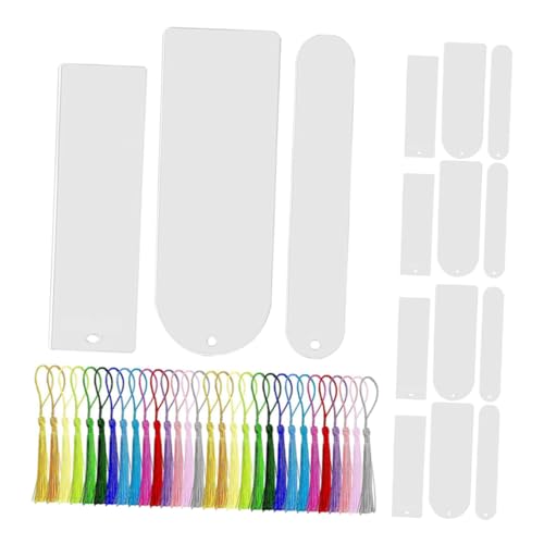 CIYODO 60 Teiliges Acryl Lesezeichen Set Acryl Lesezeichen Bastelrohlinge Für Etiketten Seitenmarkierungen Für DIY Etiketten Quaste von CIYODO
