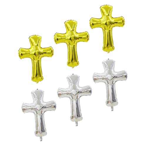 CIYODO 6er Packung Kreuz Luftballons Für Babyparty Und Taufe Bunte Foliengloben Zur Dekoration von CIYODO