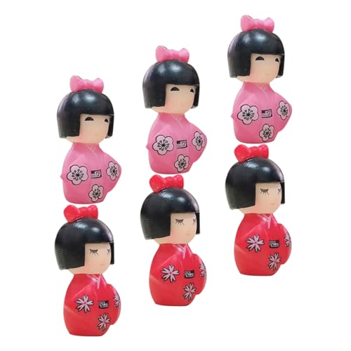 CIYODO 6stücke Teiliges Traditionelle Japanische Kimono Puppen Asiatische Holzfiguren Als Deko Für Zuhause Büro Und Miniatur Ornamente Im Kirschblütenmuster CIYODO 6stücke Teiliges Traditionelle Japanische Kimono Puppen Asiatische Holzfiguren Als Deko Für Zuhause Büro Und Miniatur Ornamente Im Kirschblütenmuster von CIYODO