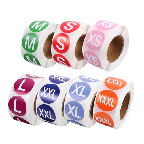 CIYODO 7 Rollen Selbstklebende Runde Kleidung Aufkleber Farbcodiert Xs bis Xxxl Textilaufkleber Praktisch für Haushalt und Einzelhandel CIYODO 7 Rollen Selbstklebende Runde Kleidung Aufkleber Farbcodiert Xs bis Xxxl Textilaufkleber Praktisch für Haushalt und Einzelhandel von CIYODO