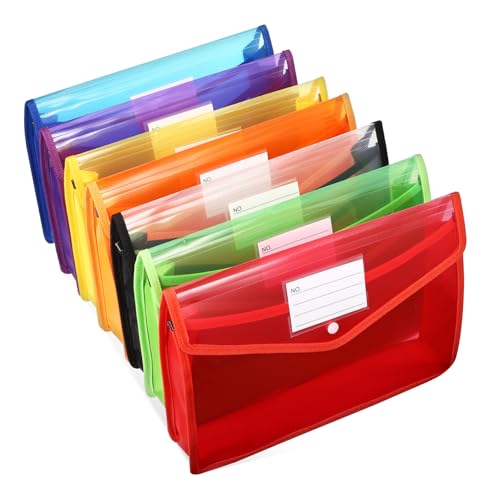 CIYODO 7 Stück Teiliges Farbige Dokumententaschen mit Druckknopf Transparente Erweiterbare Aktenordner aus PP Große Kapazität Schutz für Wichtige Unterlagen für Büro und Schule CIYODO 7 Stück Teiliges Farbige Dokumententaschen mit Druckknopf Transparente Erweiterbare Aktenordner aus PP Große Kapazität Schutz für Wichtige Unterlagen für Büro und Schule von CIYODO