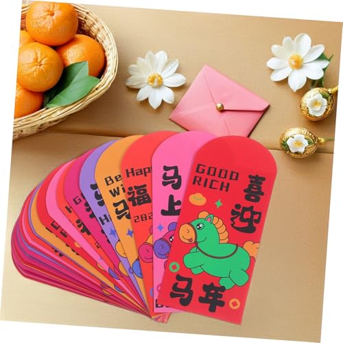 CIYODO 72 Stück Rote Umschläge Jahr Des Pferdes Chinesische Glücksumschläge mit Festlichem Design Papiergeld Umschläge für Frühlingsfest Hochzeit Unternehmens Familiengeschenke von CIYODO