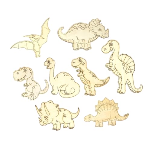 CIYODO 8 Stück Dinosaurier-holzspäne Dinosaurier-ausschnitte Unfertige Dinosaurierausschnitte Unfertiger Dinosaurier Aus Holz Diy-graffiti-dinosaurier Dinosaurierparty Khaki Hölzern von CIYODO