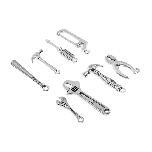 CIYODO 8 Stück Teiliges DIY Schmuckzubehör mit Werkzeug Anhängern Wrench Hammer Schraubenschlüssel Silber für Ohrringe und Armbänder zum Selbermachen von CIYODO