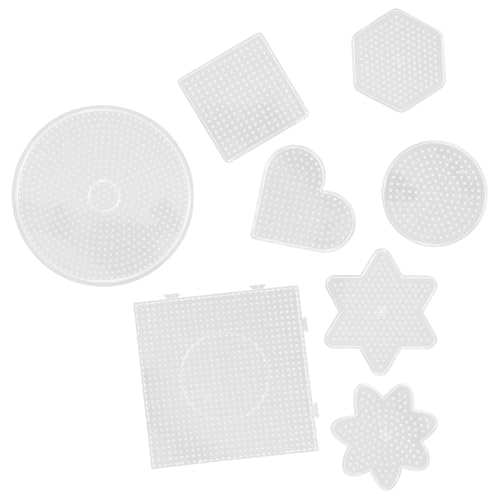 CIYODO 8 Stück Teiliges Große Transparente Steckplatten für Bügelperlen Interlockende DIY Bastelperlen Pegboards mit Rund Viereck Hexagon Sternformen für Kreative Bastelprojekte von CIYODO