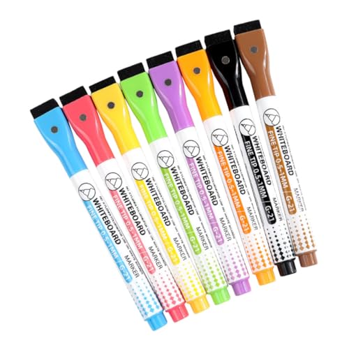 CIYODO 8 Stück Teiliges Magnetisches Whiteboard Marker Trocken Abwischbare Wiederverwendbare Stifte mit Radierfunktion Vielseitig Einsetzbar für Schule Büro Zuhause Praktische Bunte von CIYODO