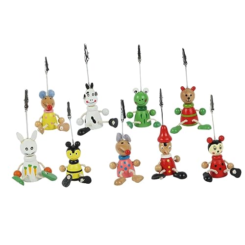 CIYODO 9 Stück Teiliges Set Holz Fotohalter Klammern im Cartoon Stil Dekorative Notizhalter für Fotos Karten und Erinnerungen für Zuhause und Büro von CIYODO