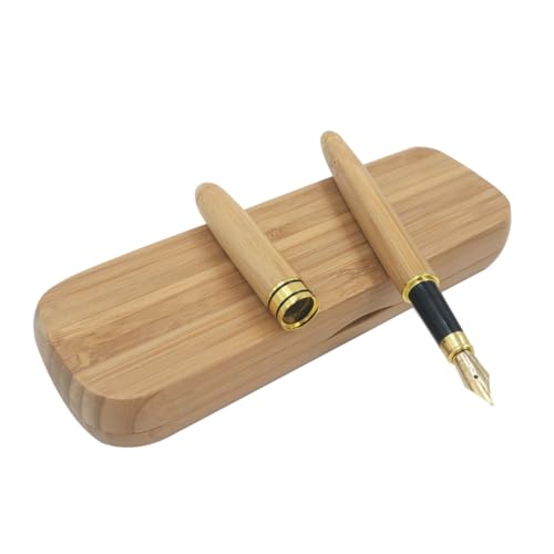 CIYODO Bambus Füllfederhalter mit Etui Eleganter Kalligraphie Stift für Unterschrift Büro Schule zu Geburtstag Vatertag Jubiläum von CIYODO