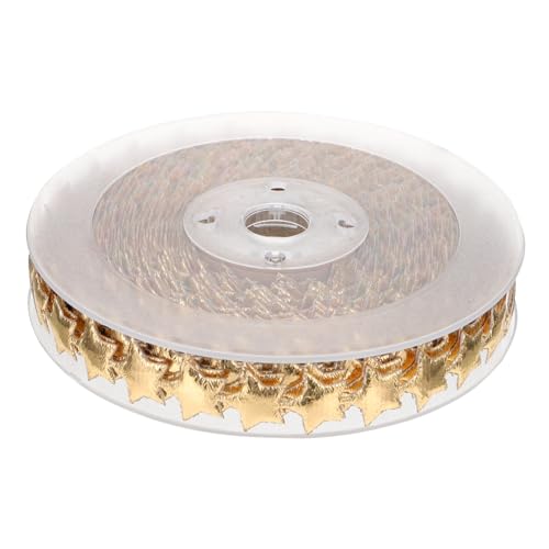 CIYODO Goldene Weihnachtsdekoband mit Glänzendem Pentagrammprägung Vielseitig für DIY Geburtstag Deko Geschenkband Langlebiges Polyesterband mit Edlem Glitzereffekt von CIYODO