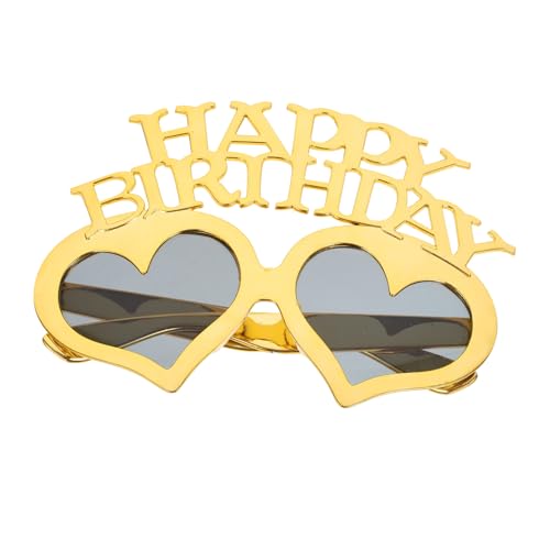 CIYODO Happy Birthday Brille Herzförmige Sonnenbrille Partybrille Goldfarbene Geburtstags Partydeko Fotoaccessoire für Erwachsene von CIYODO