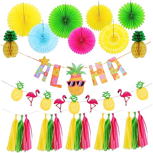 CIYODO Hawaiianische Partydekoration Flamingo Banner Ananas Papierfächer Hängend Festliche Wanddeko Für Sommer Geburtstag Luau Mottoparty CIYODO Hawaiianische Partydekoration Flamingo Banner Ananas Papierfächer Hängend Festliche Wanddeko Für Sommer Geburtstag Luau Mottoparty von CIYODO