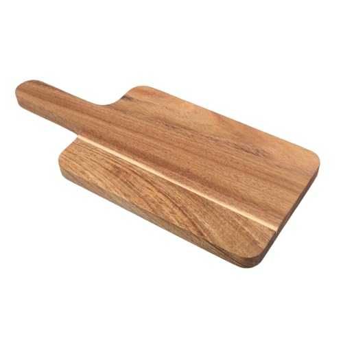 CIYODO Kleines Holz Schneide Servierbrett mit Langem Griff Robustes Charcuterie Board aus Natürlichem Holz für Fleisch Käse Gemüse Brot Praktische Küchenhilfe und Snackbrett von CIYODO