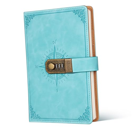 CIYODO Lock Journal mit Kombinationsschloss Vintage Tagebuch für Mädchen und Jungen Sicheres Notizbuch mit Kartenfächern Langlebig für Schule Büro und Persönliche Notizen von CIYODO