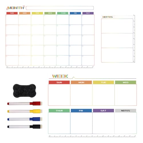 CIYODO Magnetisches Notizblock planer Abwischbarer Kühlschrank planer mit Monatskalender Wiederverwendbarer Magnet whiteboard für To do listen und Familienorganisation Flexibles von CIYODO
