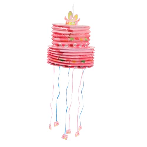 CIYODO Mini-Pull-Pina Spielzeug komfetti paper Wabenlaternen Party Geburtstagsfeier Piñata Pinata-Spiel-Requisite Karton Draht ziehen Dekorationen Requisiten Kind schmücken Papier Rosa von CIYODO