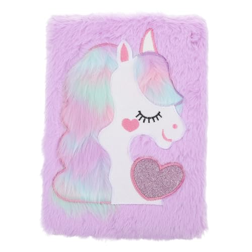 CIYODO Plüsch Notizbuch Einhorn Cartoon Tagebuch mit Flauschigem Einband Liniert Tragbar für Schule Reisen und Kreative Notizen Geschenk für Mädchen und Schüler von CIYODO