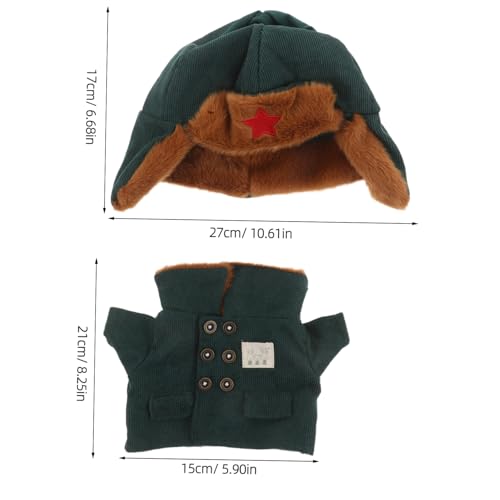 CIYODO Puppen-Armee-kostüm Winterjacke und Mütze Weiche Polyester Uniform für Kuscheltiere und Spielpuppen Warme Vielseitige Kleidung für Kreative Rollenspiele und Dekoration von CIYODO