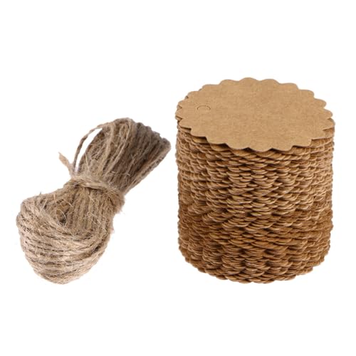 CIYODO Retro DIY Anhänger aus Blanko Kraftpapier labels mit Natürlicher Jutekordel Vielseitige Geschenk Dekorationsanhänger für Bastelprojekte und Persönliche Gestaltung von CIYODO