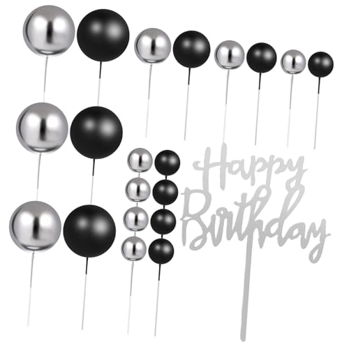 CIYODO Schwarzes und Silbernes Cake Topper Teiliges Dekorationsset für Hochzeit Geburtstag Shower Elegante Tortendeko aus Strapazierfähigem Papier Vielseitig Einsetzbar von CIYODO