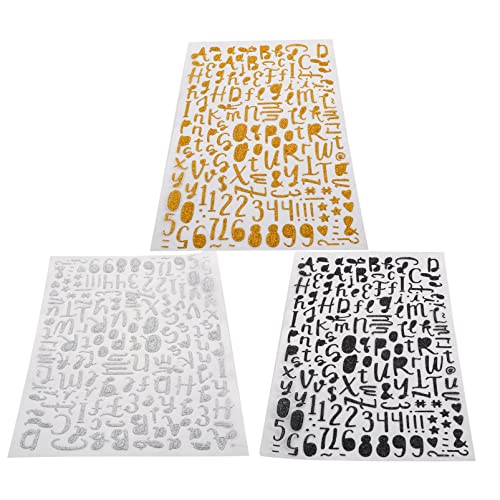 CIYODO Scrapbook Aufkleber 3 Bögen Glitzer Sticker Bastelsticker Gold Silber Schwarz Für Handkonto CIYODO Scrapbook Aufkleber 3 Bögen Glitzer Sticker Bastelsticker Gold Silber Schwarz Für Handkonto von CIYODO