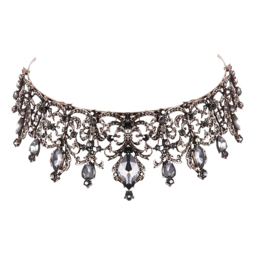 CIYODO Strass Hochzeit Krone Damen Braut Kopfschmuck Barock Stirnband Haarschmuck für Party Halloween von CIYODO