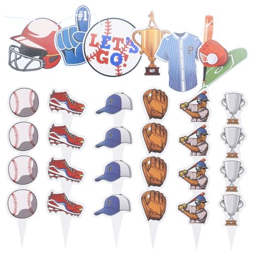 CIYODO Teiliges Baseball Geburtstag Party Dekorationsset mit Rugby Themen Kuchensteckern und Hängendem Partybanner Vielseitig für Wand Tisch und Kuchen Geburtstagsfeier Deko für Familie von CIYODO