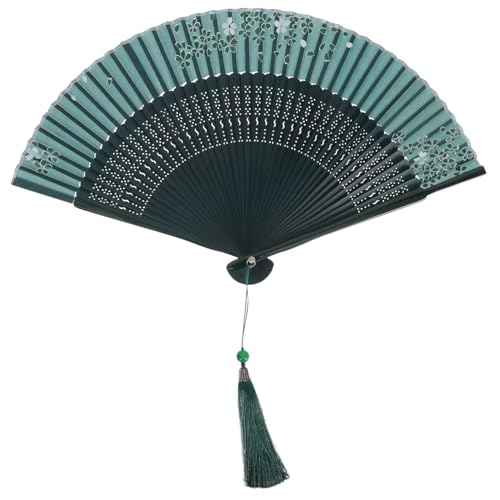 CIYODO Vintage Handfächer aus Faltbarer Chinesischer Handfächer mit Blumenmuster Retro für Tanz Hochzeit Dekoration Leicht Tragbar S Form mit Grüner Weißer Kirschblüte CIYODO Vintage Handfächer aus Faltbarer Chinesischer Handfächer mit Blumenmuster Retro für Tanz Hochzeit Dekoration Leicht Tragbar S Form mit Grüner Weißer Kirschblüte von CIYODO