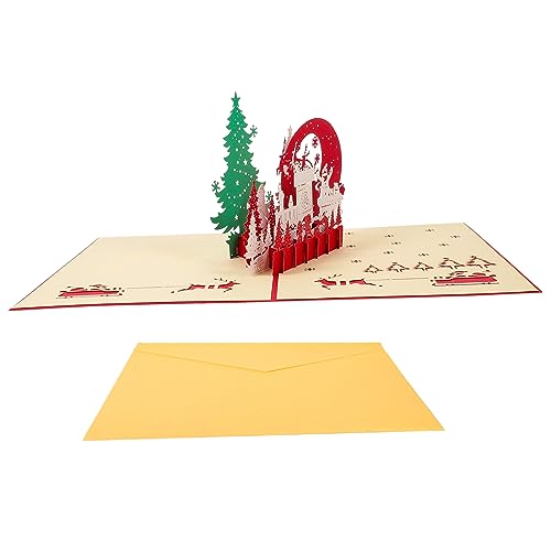 CIYODO Weihnachtskarte Vintage Design Klappkarte mit Blanko Innenseite zum Beschreiben Stabile Papierqualität Festliche Grußkarte für Familie Freunde Weihnachten und Weihnachtsgrüße von CIYODO