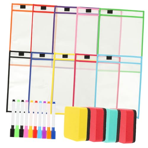 CIYODO Wiederverwendbare Transparente Dokumententaschen mit Trocken Abwischbaren Schreibschutz Robust Wasserdichtes PVC Material für Schule Büro und Tägliche Nutzung Zufällige Farbe von CIYODO