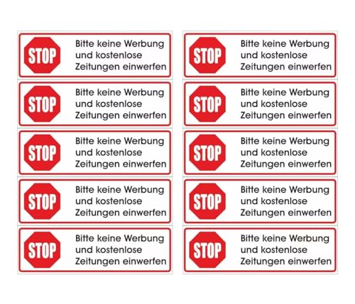 CJ&M 4 Stück Keine Werbung! 1 weißer Briefkastenaufkleber 70x20 mm- Aufkleber STOP Bitte keine Werbung und kostenlose Zeitungen einwerfen CJ&M 4 Stück Keine Werbung! 1 weißer Briefkastenaufkleber 70x20 mm- Aufkleber STOP Bitte keine Werbung und kostenlose Zeitungen einwerfen von CJ&M