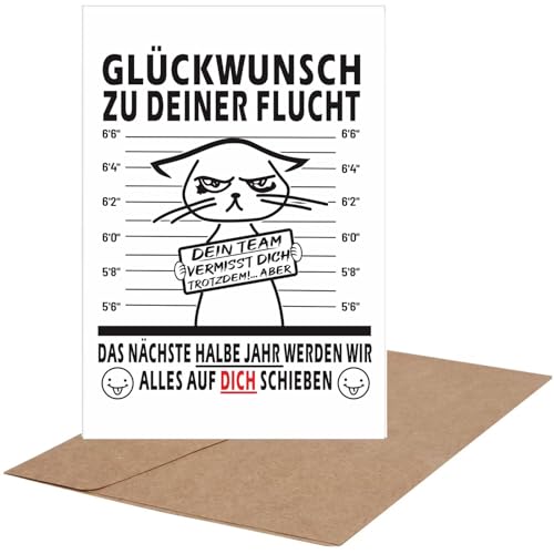 CJ&M Abschiedskarte Kollege | Herzlichen Glückwunsch zu Ihrer Flucht | Abschiedsgeschenk Kollege Jobwechsel Klappkarte CJ&M Abschiedskarte Kollege | Herzlichen Glückwunsch zu Ihrer Flucht | Abschiedsgeschenk Kollege Jobwechsel Klappkarte von CJ&M
